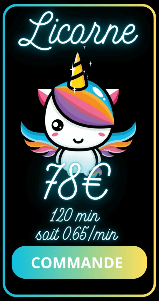 licorne tarif audiotel forfait 78€ 120 min sodome et gomorrhe